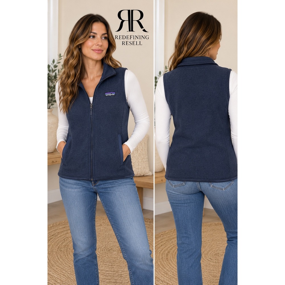 Patagonia Womens Better Sweater Vest New Navy Blue Fleece Full Zip 25887 Size L